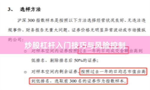 炒股杠杆入门技巧与风险控制